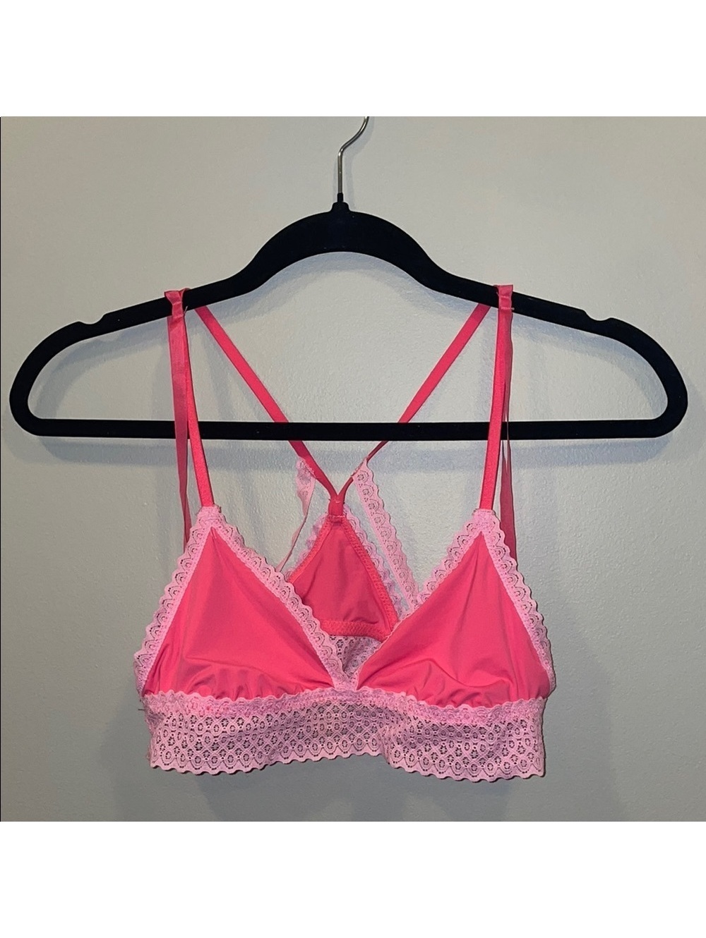 Aerie Pink Lace Bralette with Tassel Details